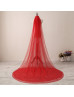 Red Two-tier Wedding Veil Plain Edge Long Bridal Veil